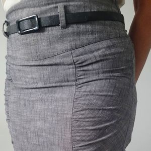 Grey Ruched Pencil Skirt